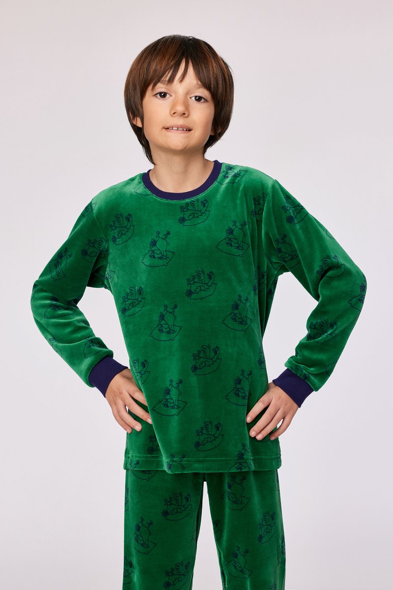 Woody pyjama baby unisex - groen - duiven all-overprint - 252-10-PLC-V/917 - maat 86