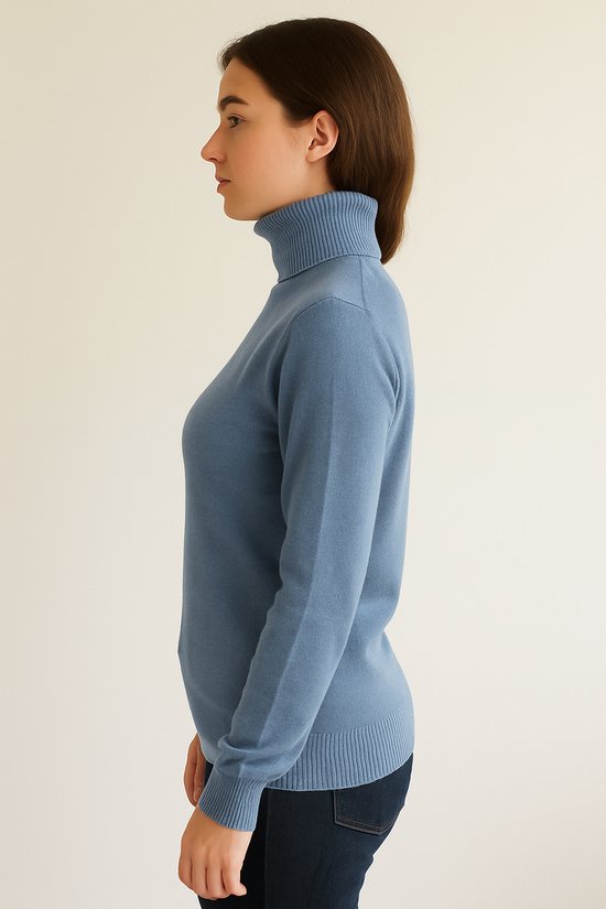SUNMOOL Pull tricoté - Pull col roulé - pull extra chaud - avec Fourrure - Blauw - Taille : S