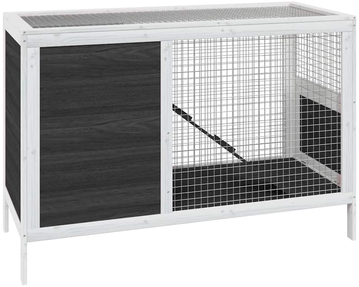 vidaXL – Konijnenhok – 103x44x69,5 – cm – massief – grenenhout – grijs vidaXL – Konijnenhok – 103x44x69,5 – cm – massief – grenenhout – grijs
