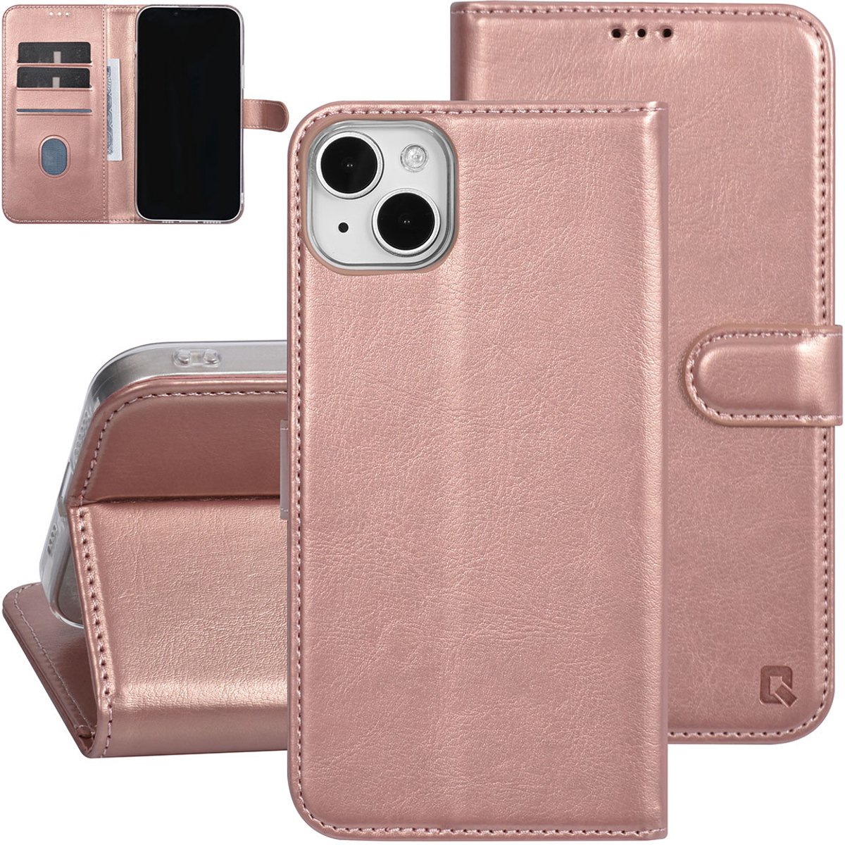 UNIQ Accessory Back Cover - iPhone 15 & 14 Plus - Rose Gold - Pasjeshouder voor 3 Pasjes