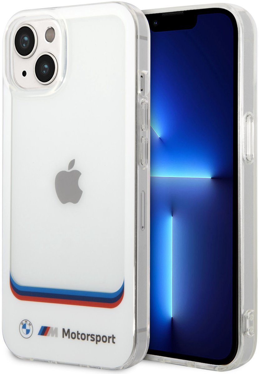BMW Back Cover - iPhone 14 Plus & 15 Plus - Wit - Schokabsorberend - Motorsport Accent