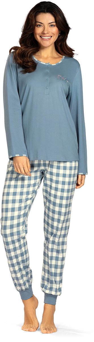 Comtessa Dames winter pyjama - Katoen interlock - Blauw