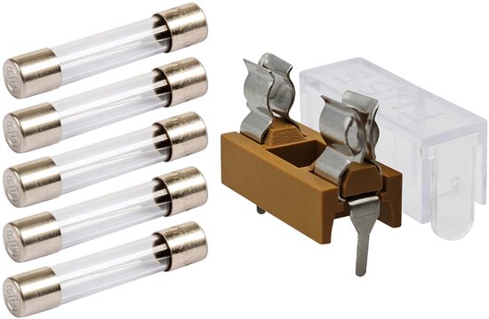 Porte-fusibles VLTG encastrable 6,3x32mm - 1,5A - Groot - F(rapide) - avec 5 fusibles en verre