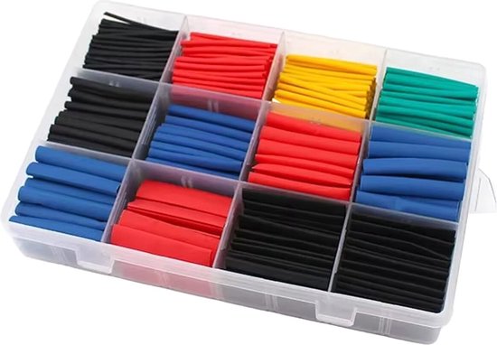 Assortiment de gaines thermorétractables dans une boîte de rangement - 45 mm - Ø1,5-10 mm - Douille thermorétractable - 750 pièces - Coloré
