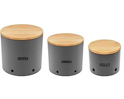 Magu Natuurdesign aardappelpot, uienpot, knoflookpot, antraciet, van een polymeer van natuurlijke materialen, voorraaddoos