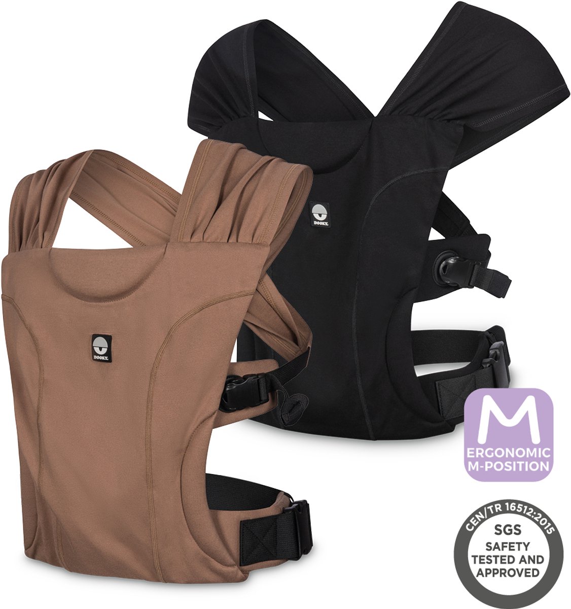 Dooky Baby Draagzak en Baby Draagdoek in één - Hybrid Baby Carrier Be One Black - Draagzak baby vanaf geboorte 56-74 CM - Draagdoek Baby Newborn - Ergonomische draagzak - Babydraagzak – foto 6
