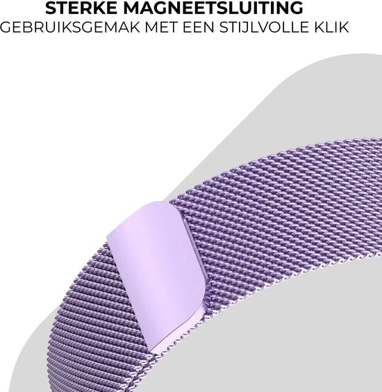 Bracelet milanais de Luxe Strap-it - adapté à Fitbit Charge 6 - Bracelet milanais en acier inoxydable pour tracker d'activité Charge 6 (violet clair)
