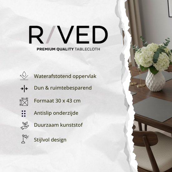 Sets de Napperons Raved Vera - Set de 6 pièces - Argent - Plastique - Table à manger - Sous-couche - Hydrofuge