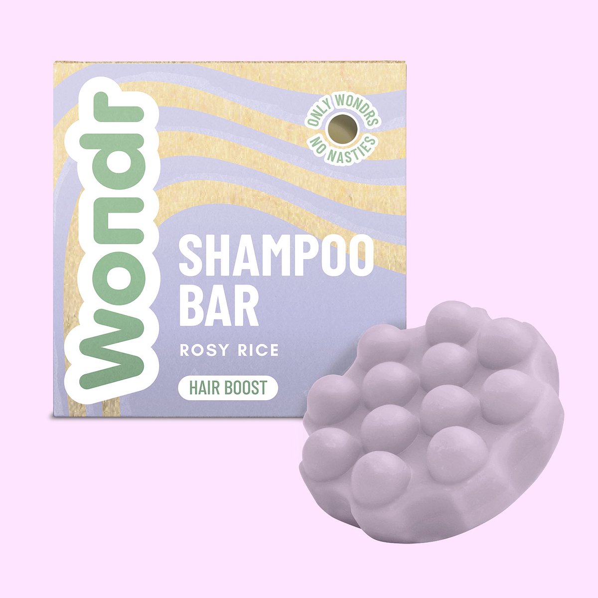 WONDR - Shampoo Bar - Rosy Rice - ondersteunt gezonde haargroei - houdt vet haar in balans - 55g