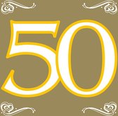 60x 50 jaar leeftijd themafeest servetten goud 33 x 33 cm papier - Vijftigste/50e verjaardag papieren wegwerp tafeldecoraties