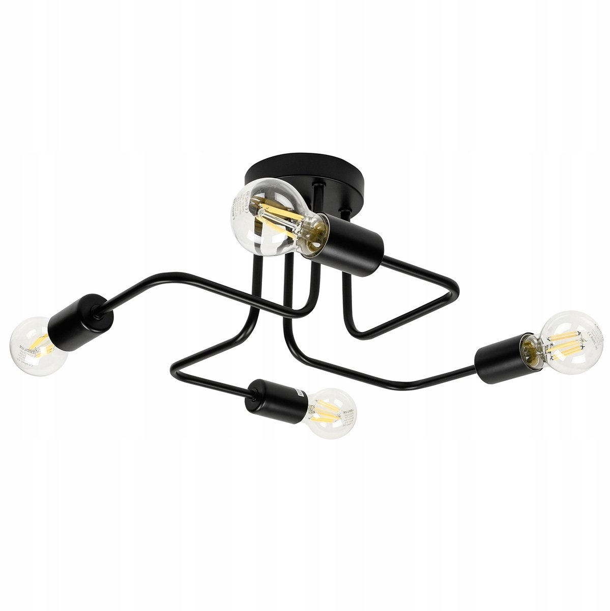 Loft Hanglamp Spider 4 Armen Zwart Metaal E27