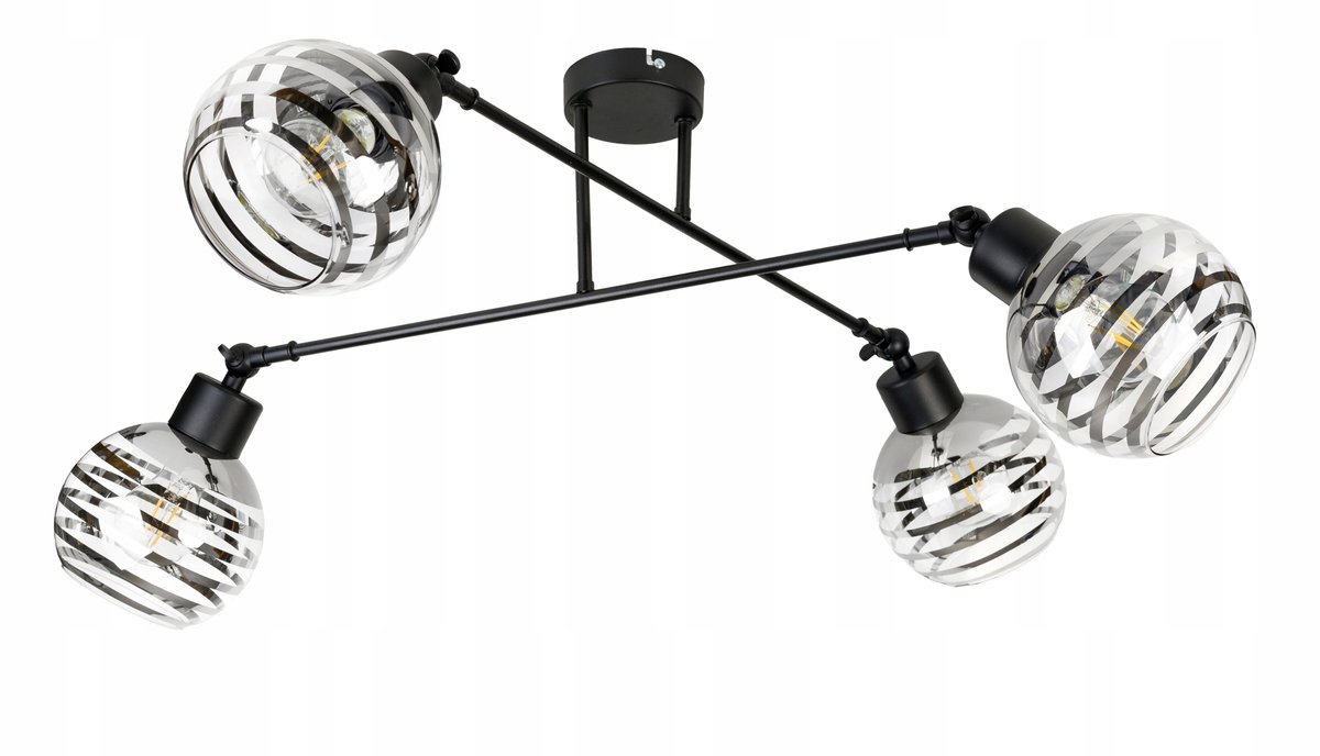 Loft Hanglamp Zwart Metaal 4x E27 Verstelbaar