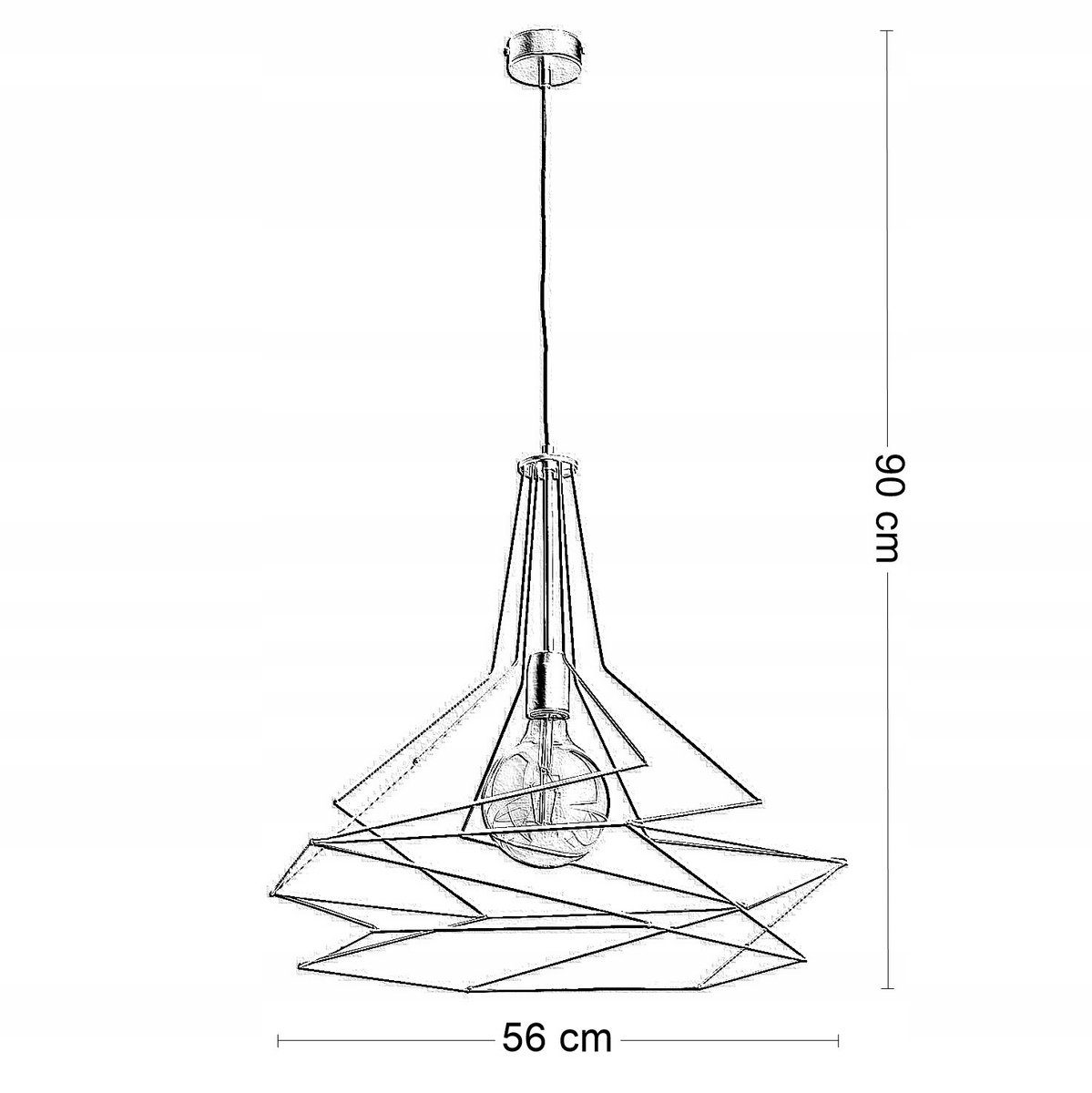 ORO Moderne Zwarte Grote Gelierte Hanglamp 1657 - 90cm