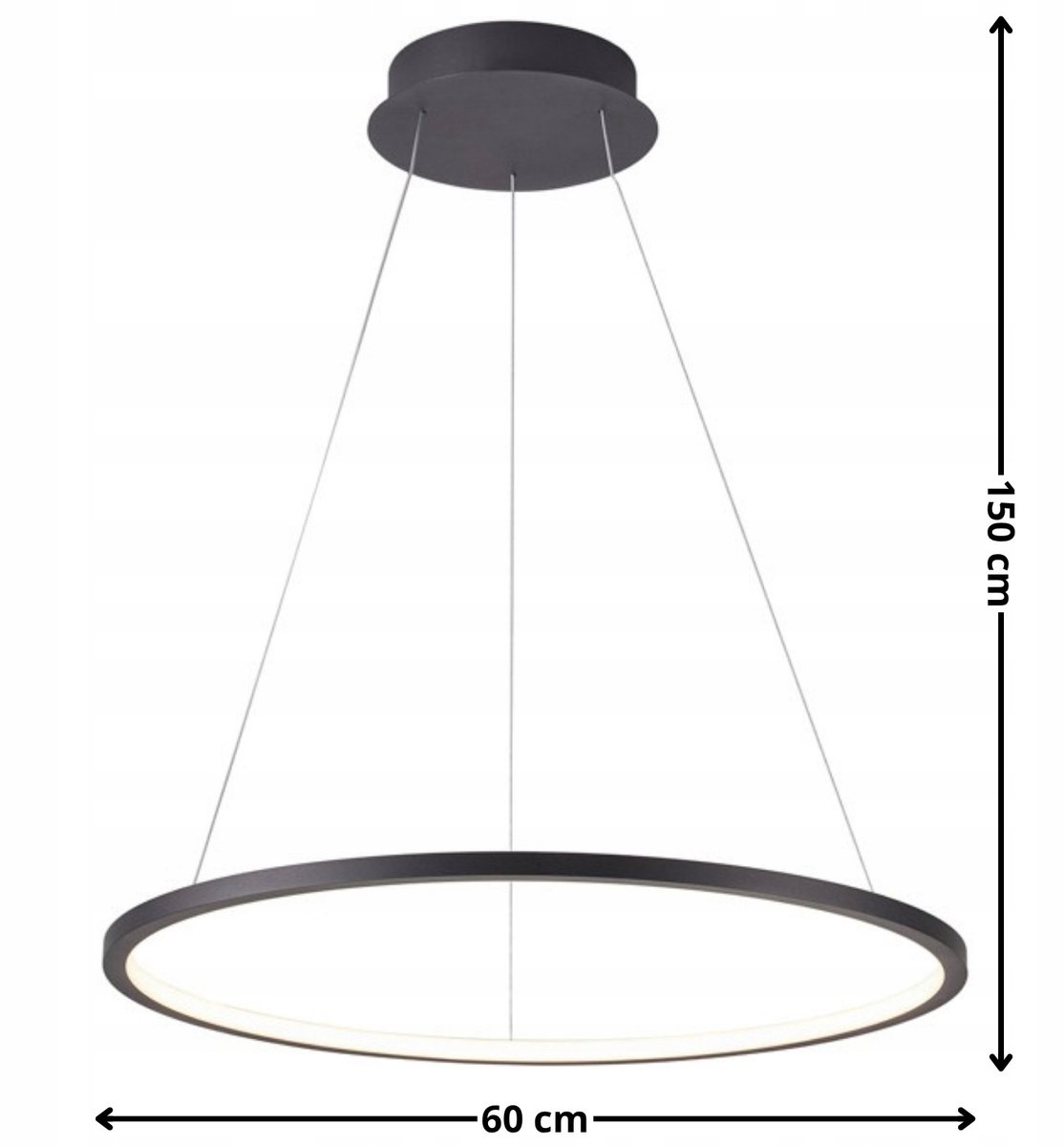 Zwarte LED Plafondlamp VINOLA 60cm - Dimbaar, 3000K/4000K