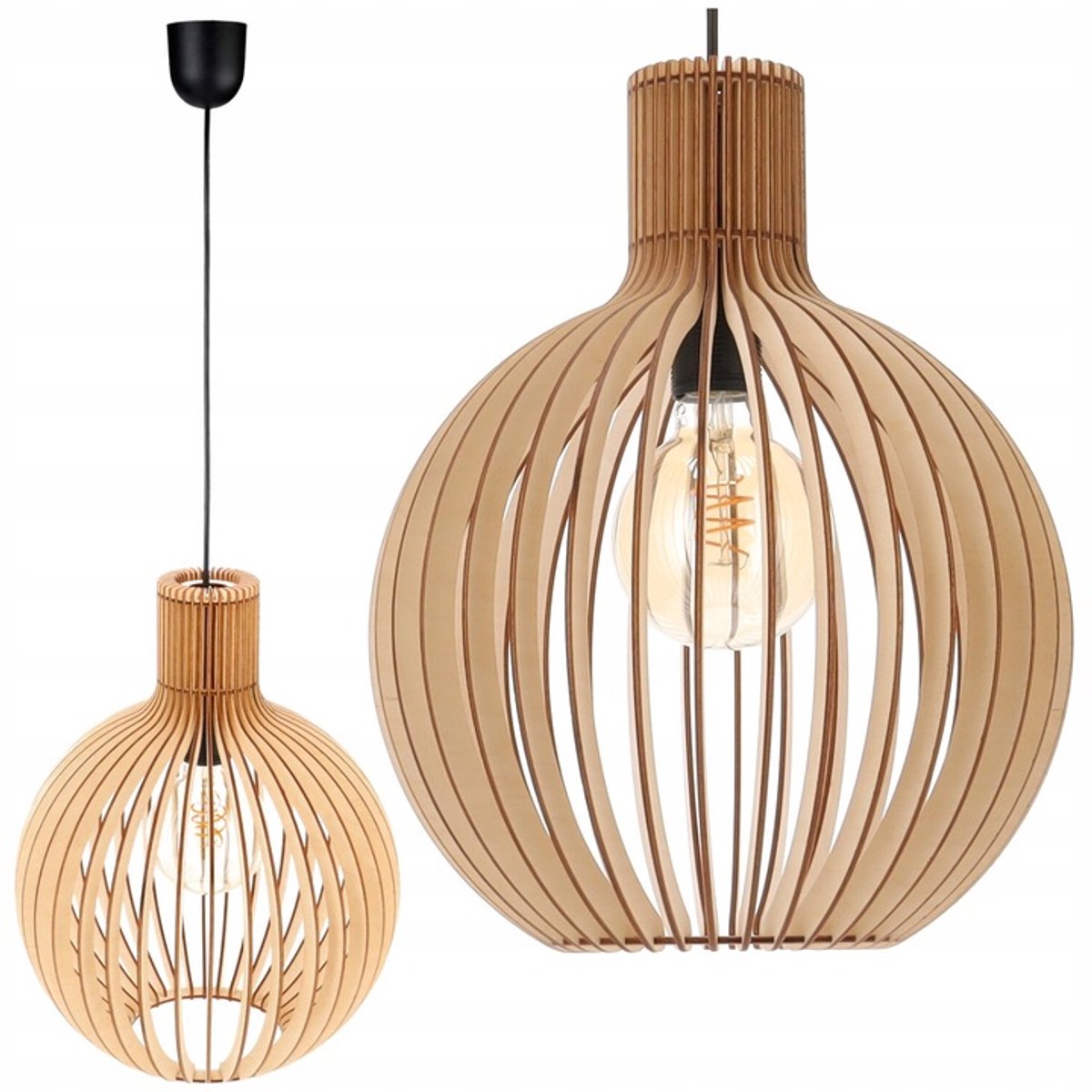Hanglamp Loft Hout XL Bol 32cm E27