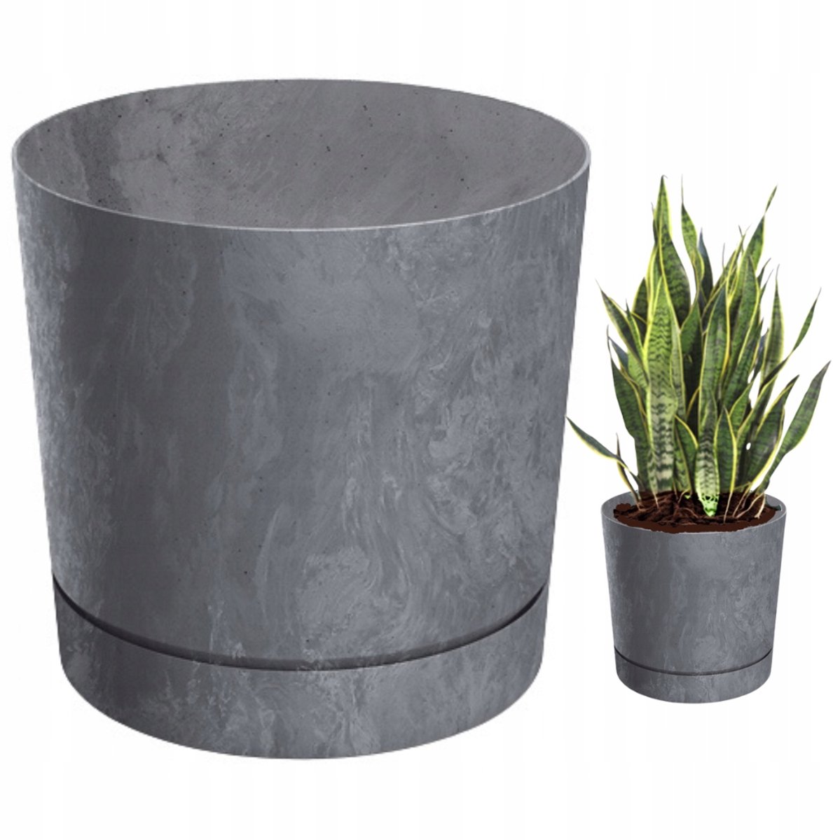 Tubo Beton Effect Pot met Schotel 15 Marengo