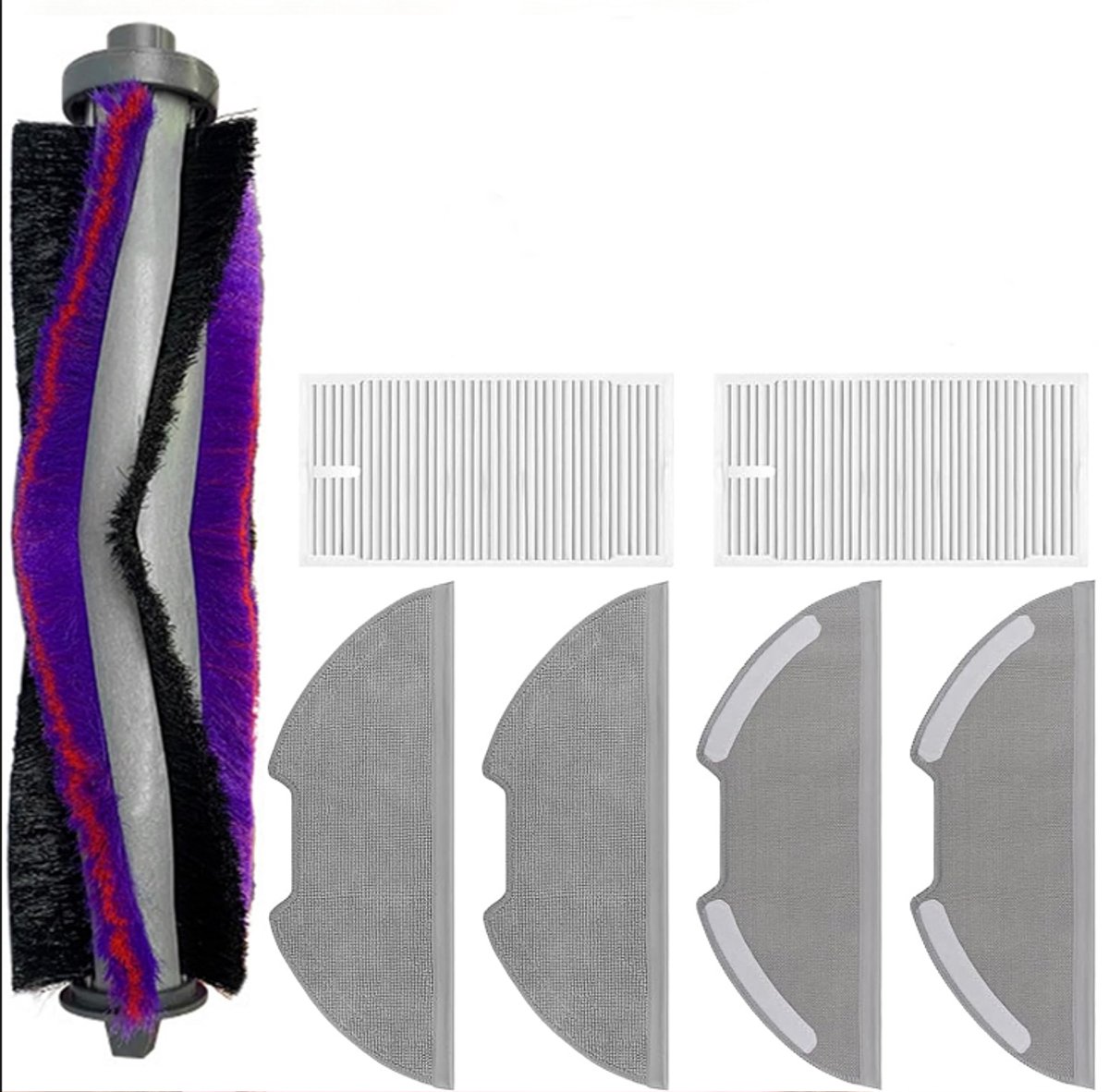 Vervangende onderdelenset voor Geschikt voor Eureka E10s/E20 Plus robotstofzuiger, 1 hoofdrolborstel, 2 filters, 4 dweilpads - 7-pack