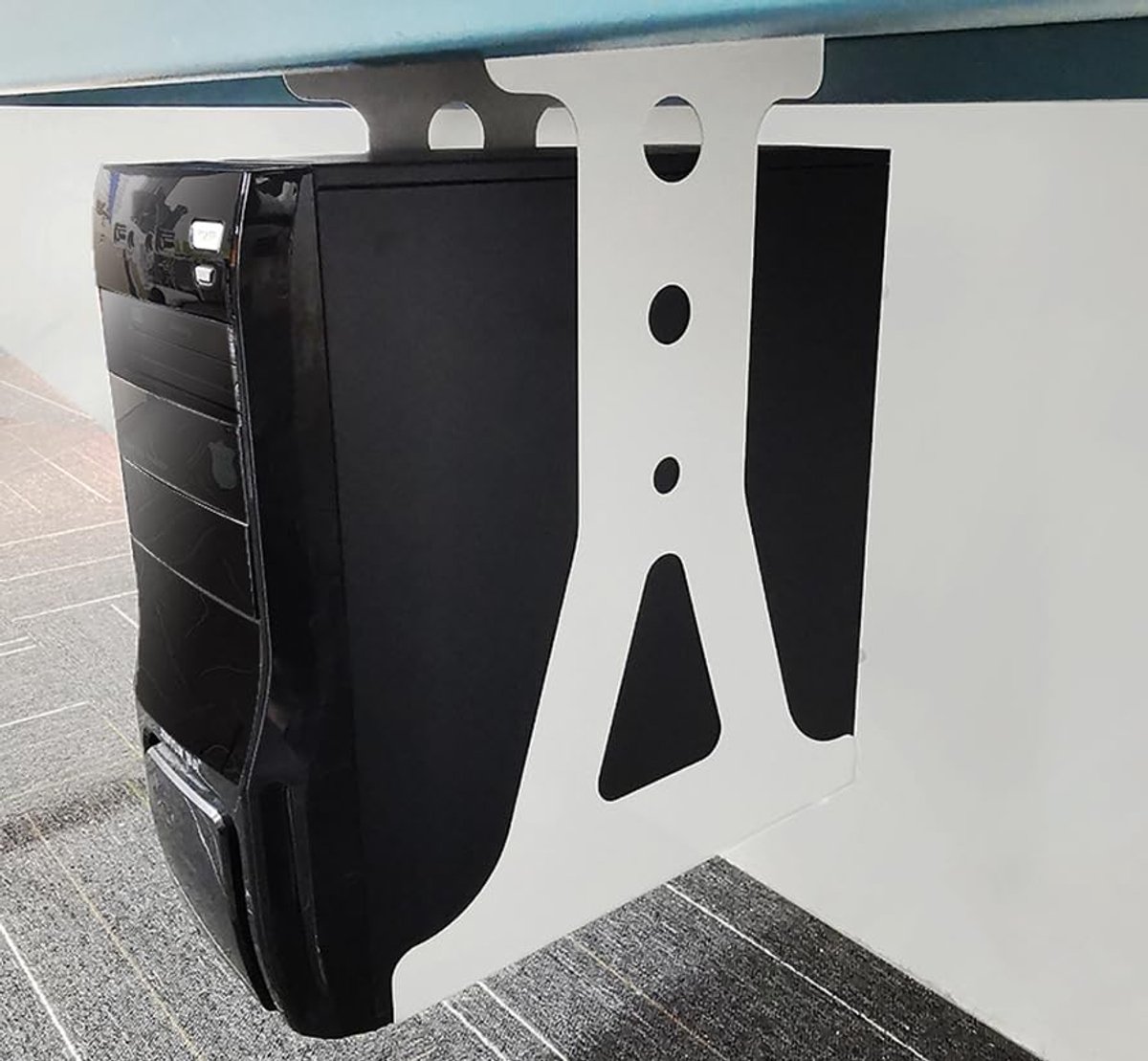 Verstelbare PC-Houder voor Onder Bureau en Muurbeugel - Zwart