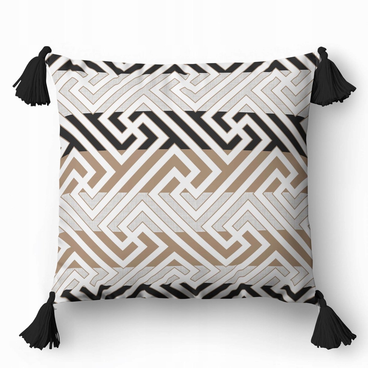 Decoratieve Kussenhoes 45x45 Mozaïek met Kwastjes - Etnisch Design