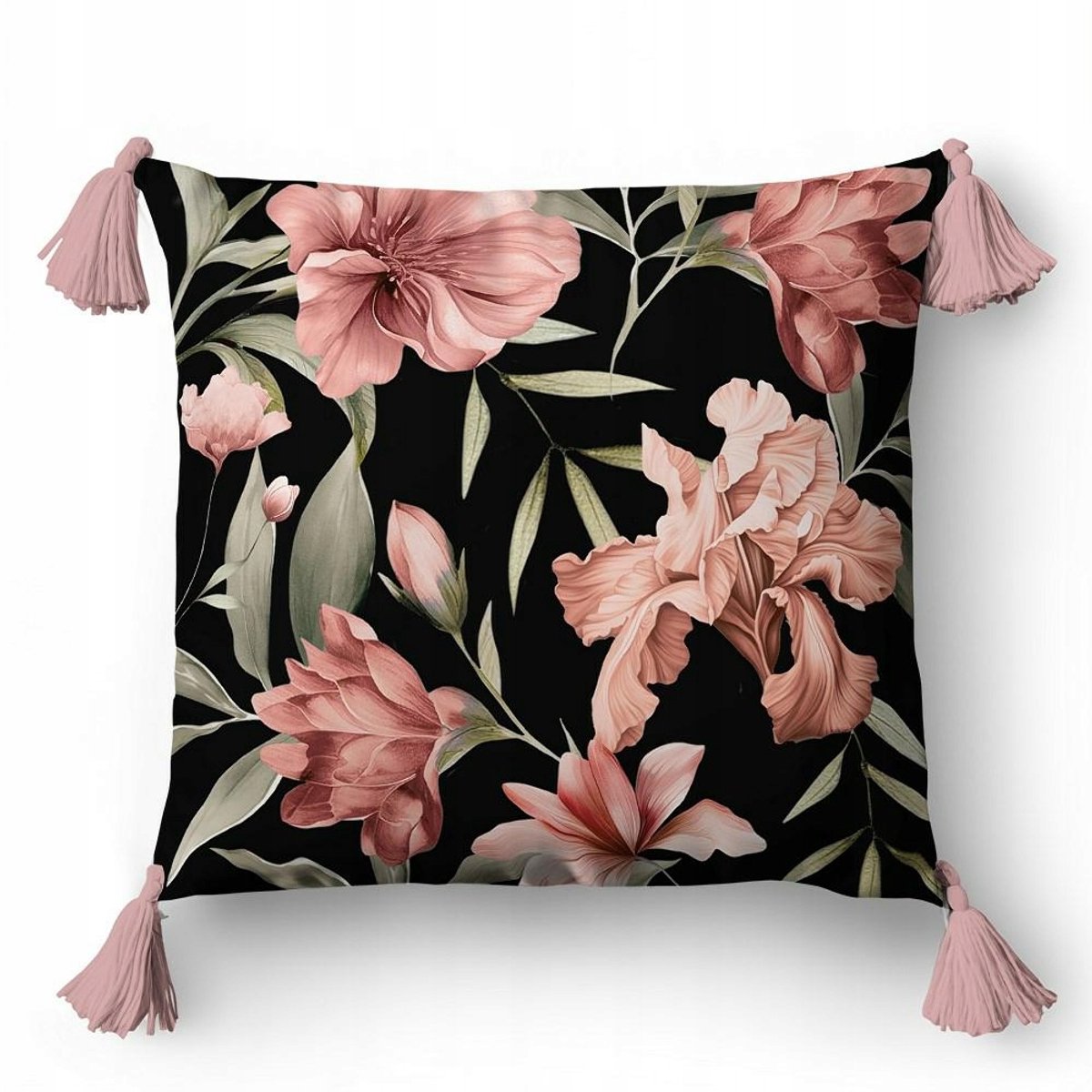 Decoratieve Kussenhoes Panama 45x45cm - Zwart/Oranje Bloemendessin