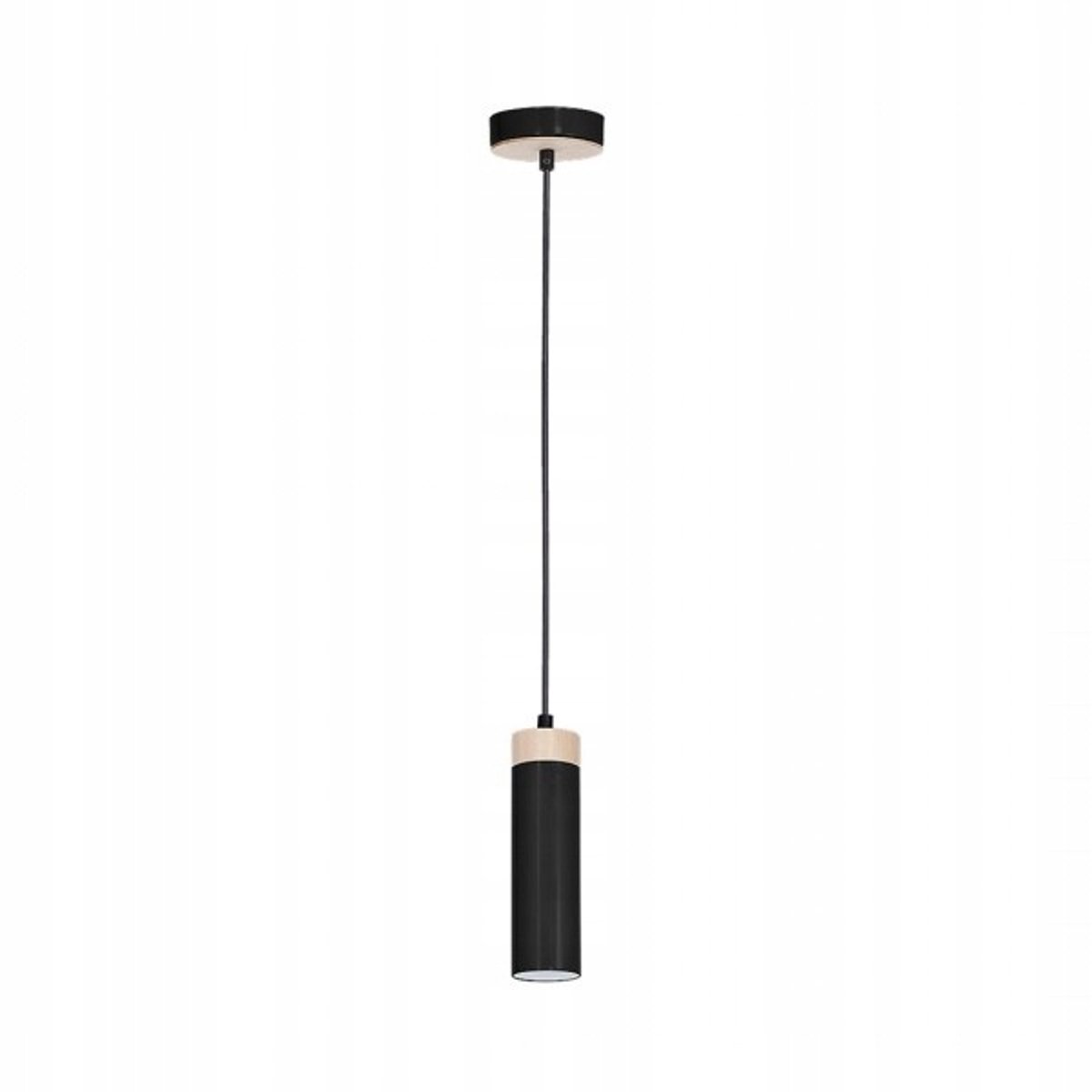 Pedro Hanglamp Zwart 1xGU10 - Modern Design met Houtdetail