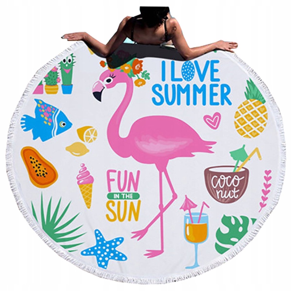 Grote Ronde Strandlaken van Microvezel met Franjes - 150cm