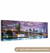 Canvas schilderij 150x50 cm - Wanddecoratie New York - Skyline - Stad - Kleuren - Muurdecoratie woonkamer - Slaapkamer decoratie - Kamer accessoires - Schilderijen op canvas