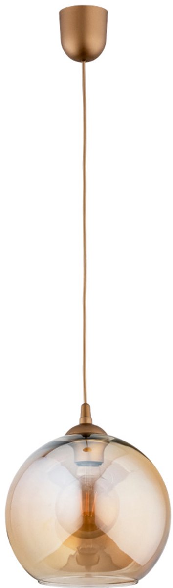 Flesz 1 Hanglamp E27 Amber Glas Goud 1 lichtpunt