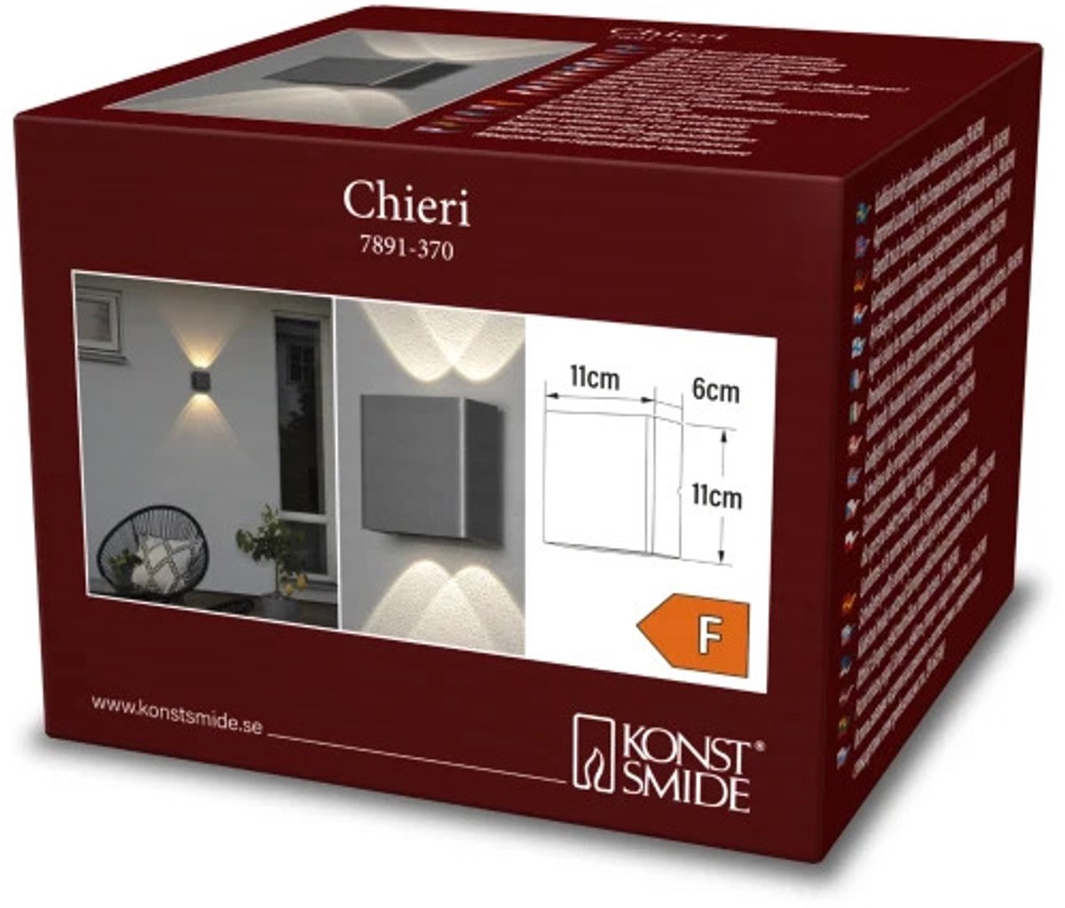 Konstsmide Chieri - Antraciet Grijs - up and downlight