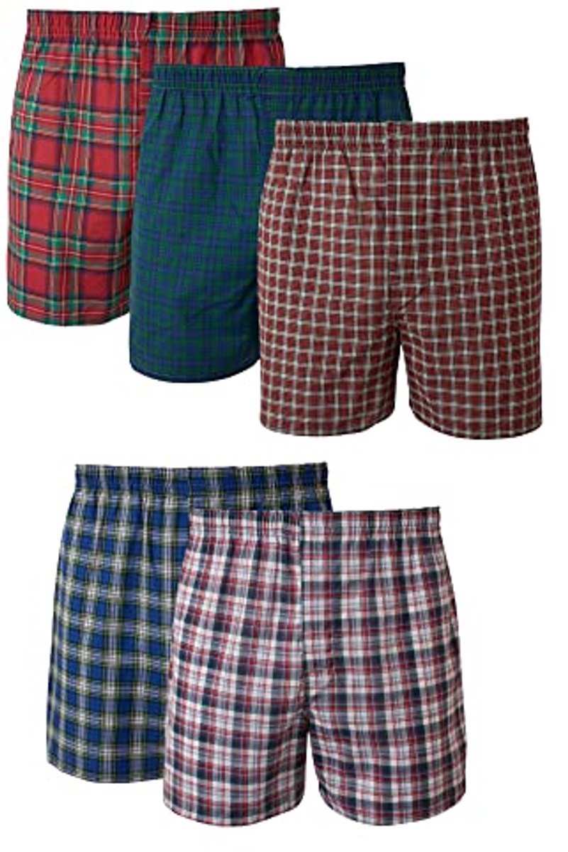 Boxershorts voor heren met Schotse ruit - 5 stuks - XL