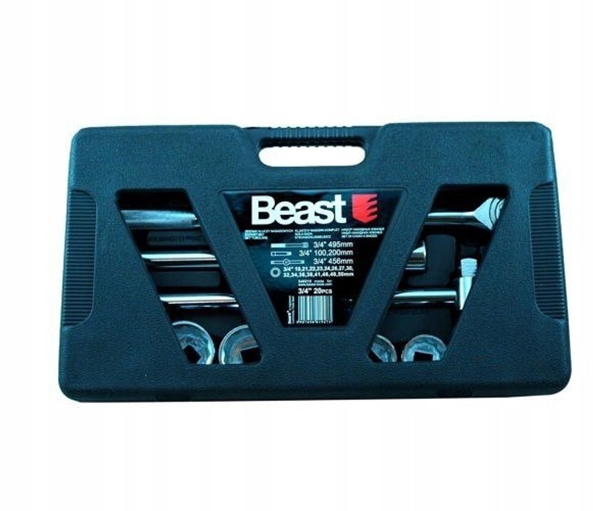20-delige DOPPENSET 3/4'' 12-kant met Ratel & Verlengstukken