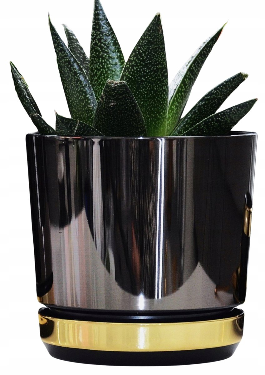 Merkloze Glamour Pot Zwart met Gouden Rand - 21 cm