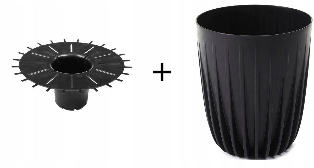 MIRA Ronde Mat Zwarte Pot 25cm Hoogte 29.7cm Inclusief Inzet