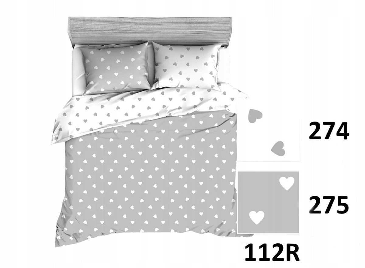 Katoenen Dekbedovertrek Set 100x135 cm - Wit Grijs Hartjes