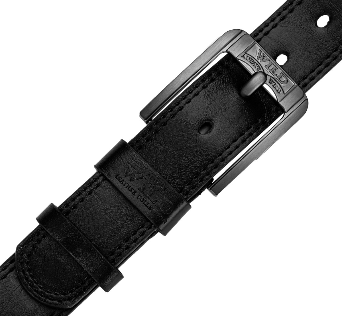 Brede PU+leren riem LB-7-0-120 Zwart 6582
