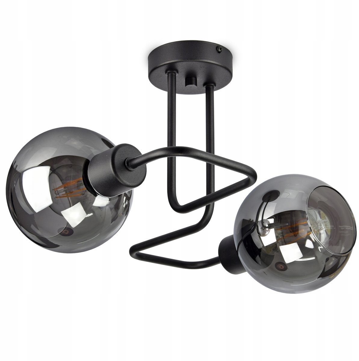 Glazen Plafondlamp Edison Bollen - Zwart Mat, Keuze uit 3 Kleuren Kappen