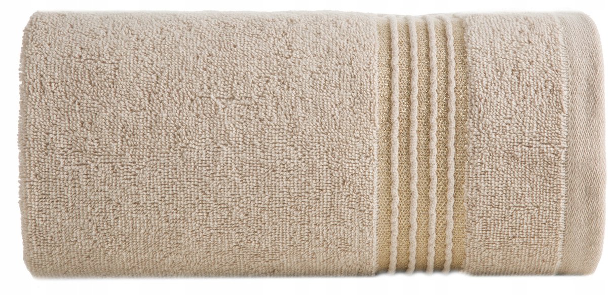 Lila Handdoek 30x50 cm Beige - Zachte Katoen met Decoratieve Rand