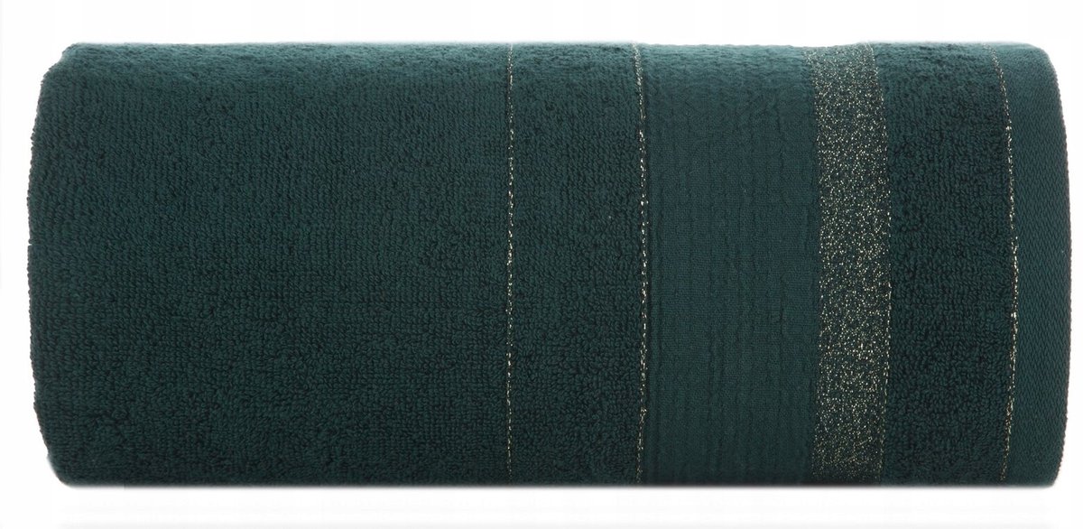 Donkergroene Handdoek April 30x50 cm met Jacquard Borduursel