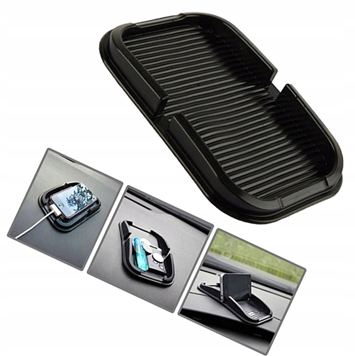 Zwarte Antislip Mat met Randen - Siliconen
