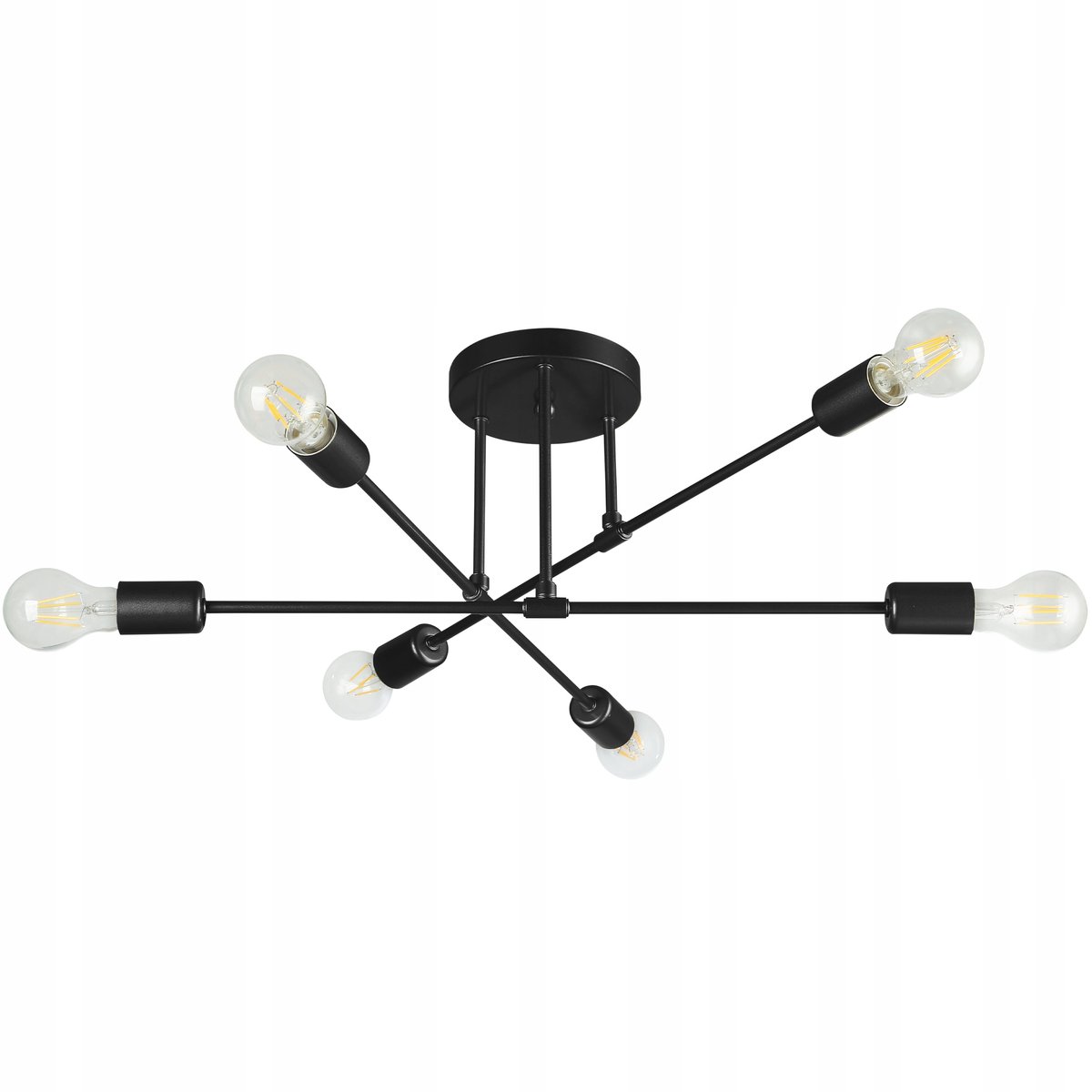 Eliot Hanglamp Zwart 70cm - Industriële Design Plafondlamp met 6xE27 Fittingen