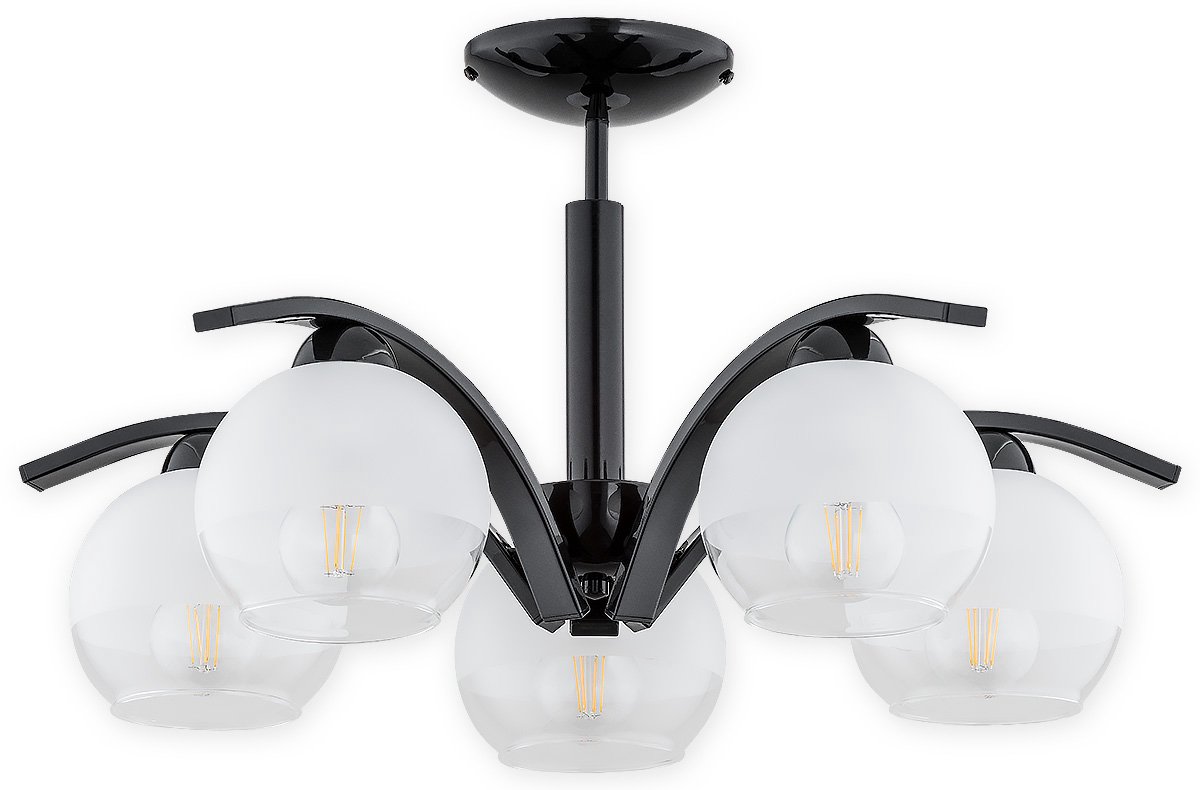 Lemir Leo Zwarte Hanglamp 5-lichts E27 Modern Klassiek Hoogglans