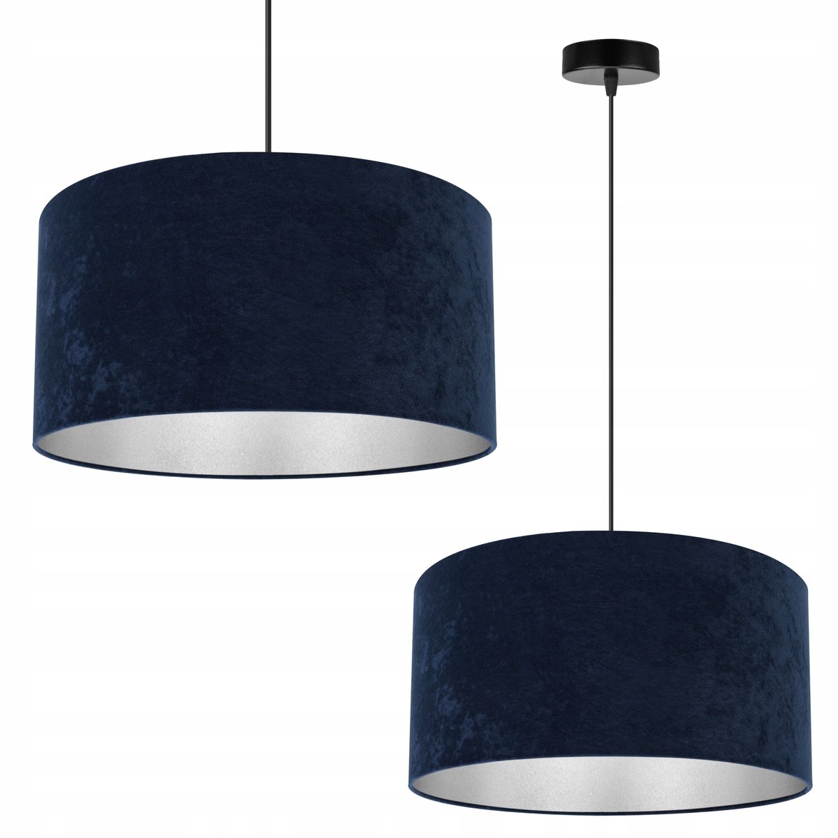 Luxe Hanglamp Mediolan, Blauw Fluweel, Chroom Accent, E27