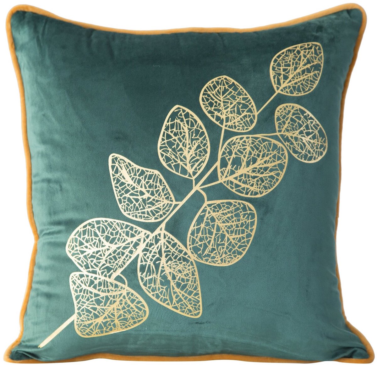 Decoratieve Kussenhoes 45x45cm Donkergroen met Gouden Print