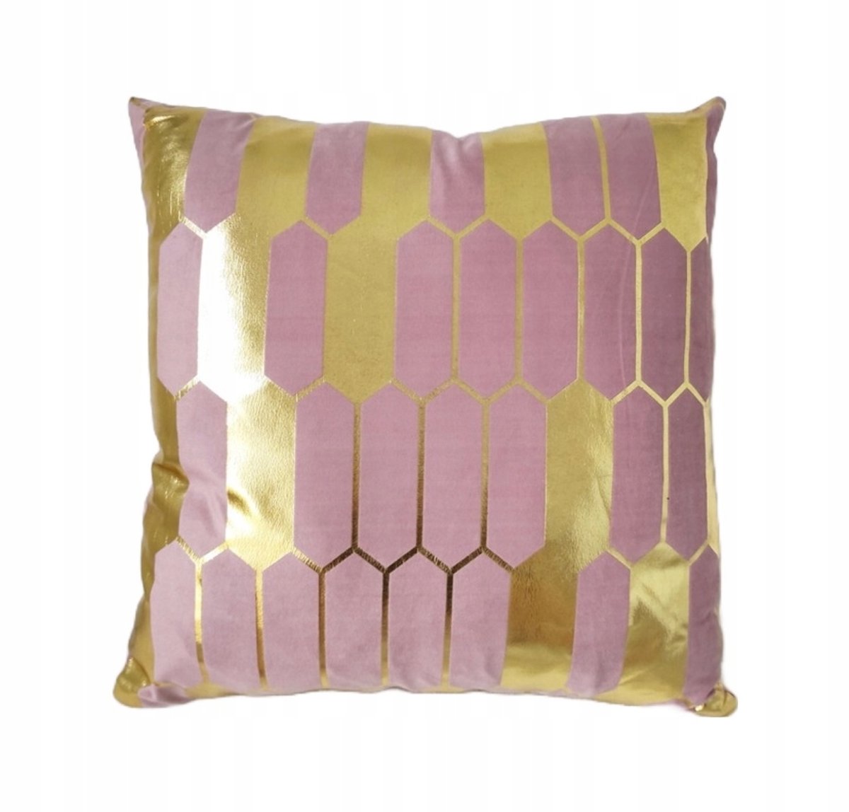 Decoratieve Kussenhoes 45x45cm - Poederroze Velours Geometrisch