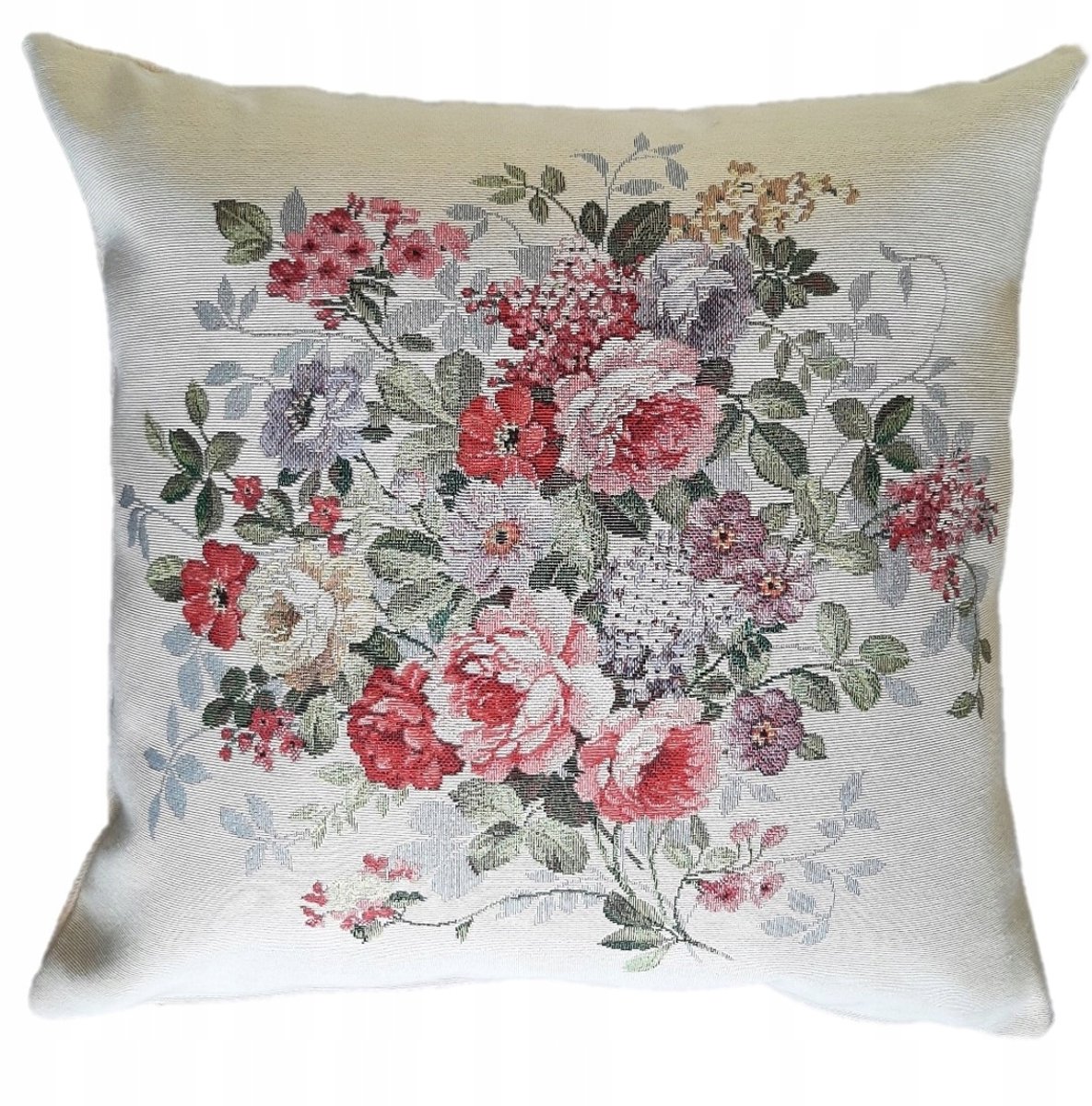 Eurofirany Gobelin Kussenhoes Beige Roos 45x45 cm - Dik materiaal