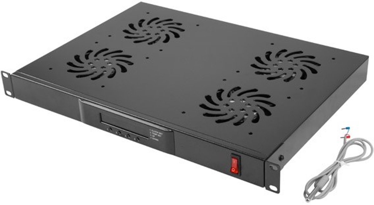 Lanberg AK-1503-B, Bovenzijde, Zwart, 4 ventilator(en), 1U, AC, 230 V