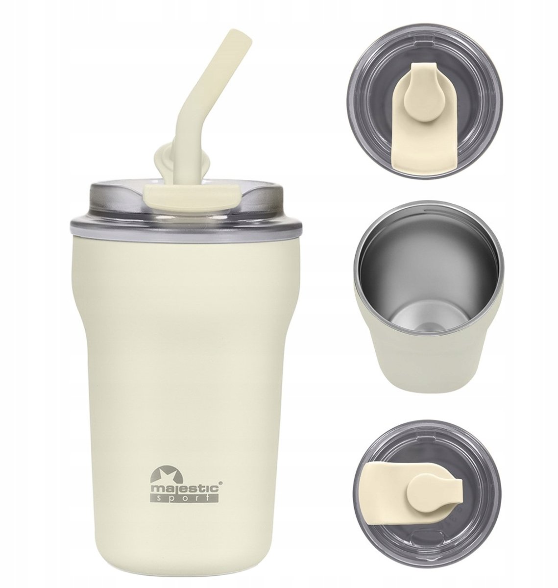 Majestic Sport Thermosbeker met Rietje 420 ml - Wit