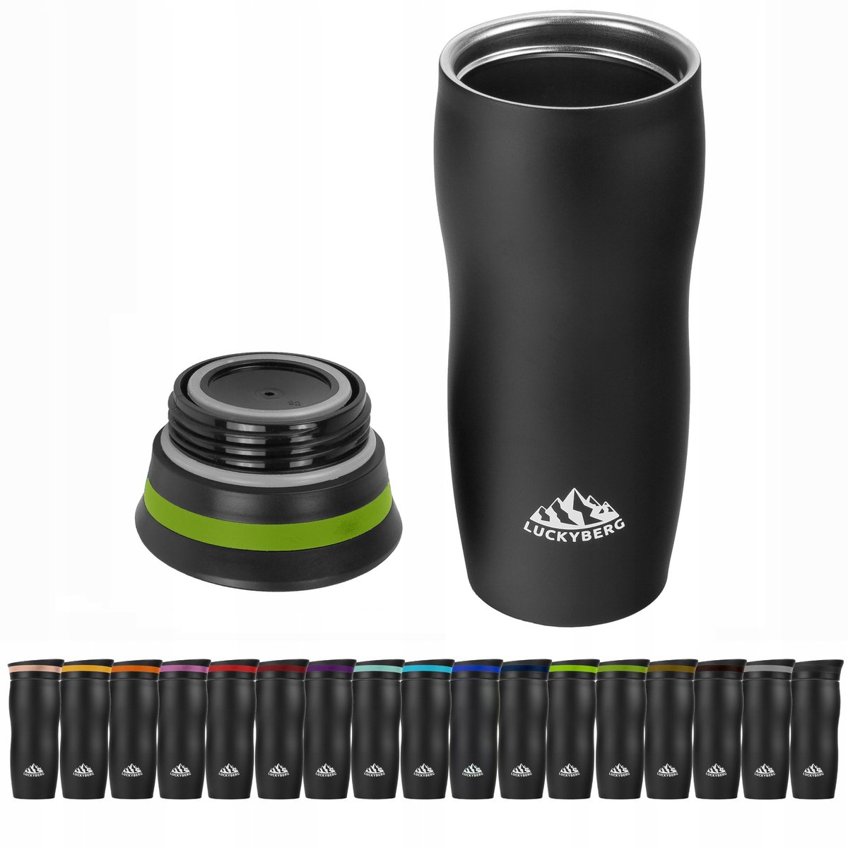 LUCKYBERG Thermosbeker 380ml - RVS, Groen, Ideaal voor Onderweg
