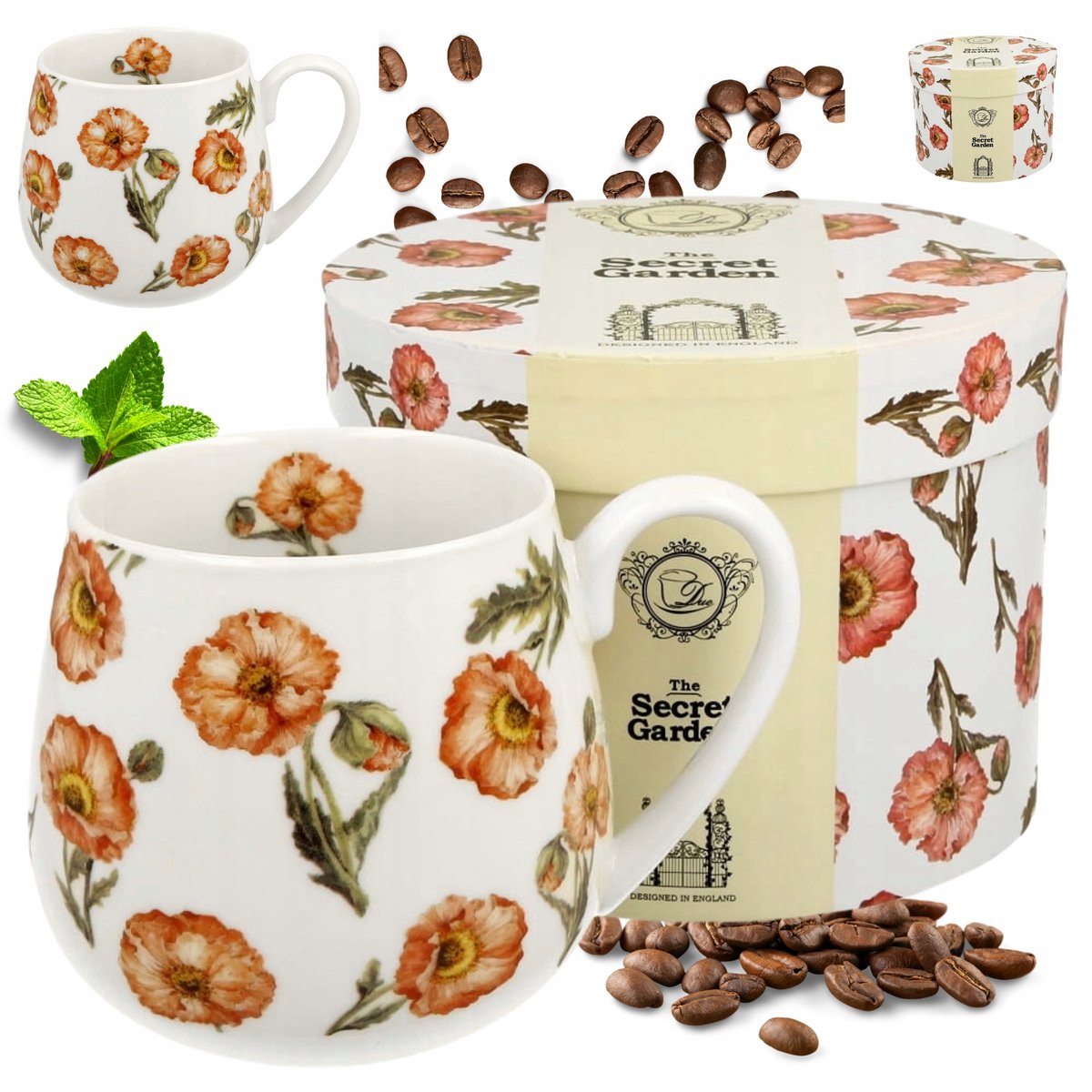 Porseleinen Mok 430ml met Bloemendessin - Stijlvol en Decoratief
