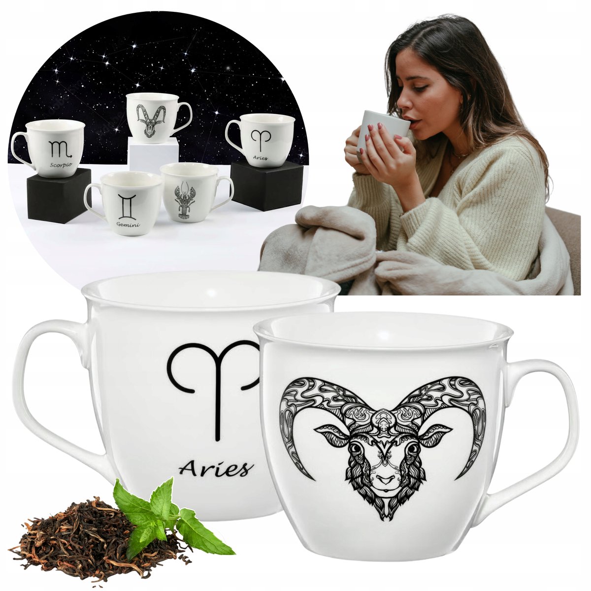 Grote Porseleinen Mok Ram 550ml - Zodiak Collectie